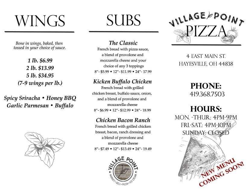 Village Point - Hayesville, OH menu_pic
