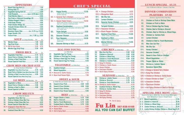 FuLin Buffet - Tiffin, OH menu_pic