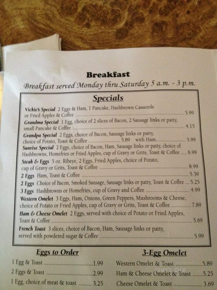 Momma's West Main Street Cafe - Hillsboro, OH menu_pic