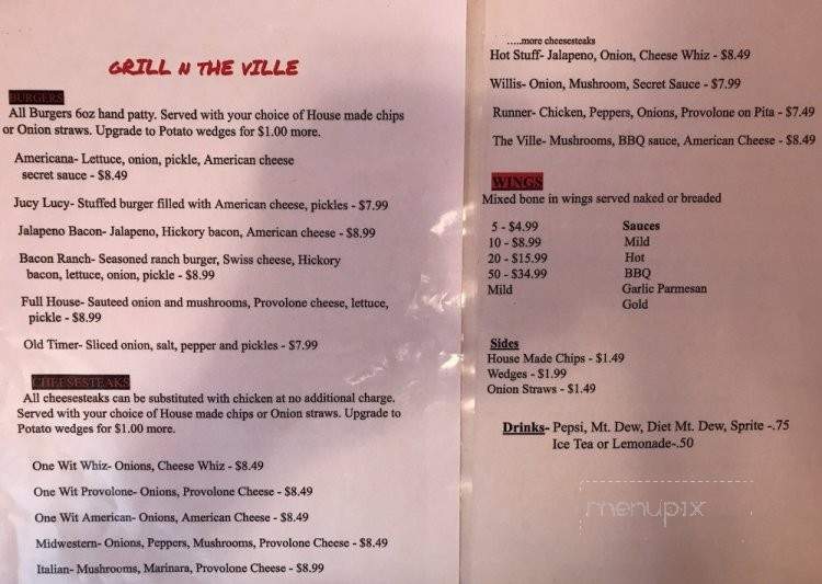 Grill-N-The Ville - Cedarville, OH menu_pic