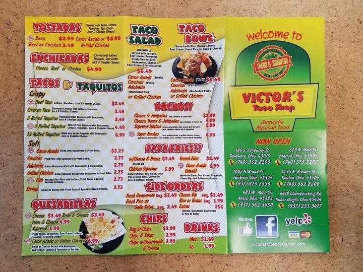 Victor's Taco Shop - Dayton, OH menu_pic