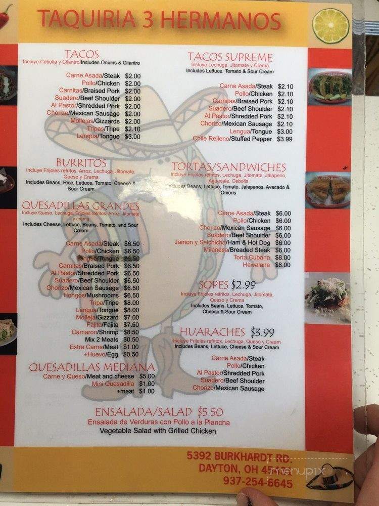Taqueria Tres Hermanos - Dayton, OH menu_pic