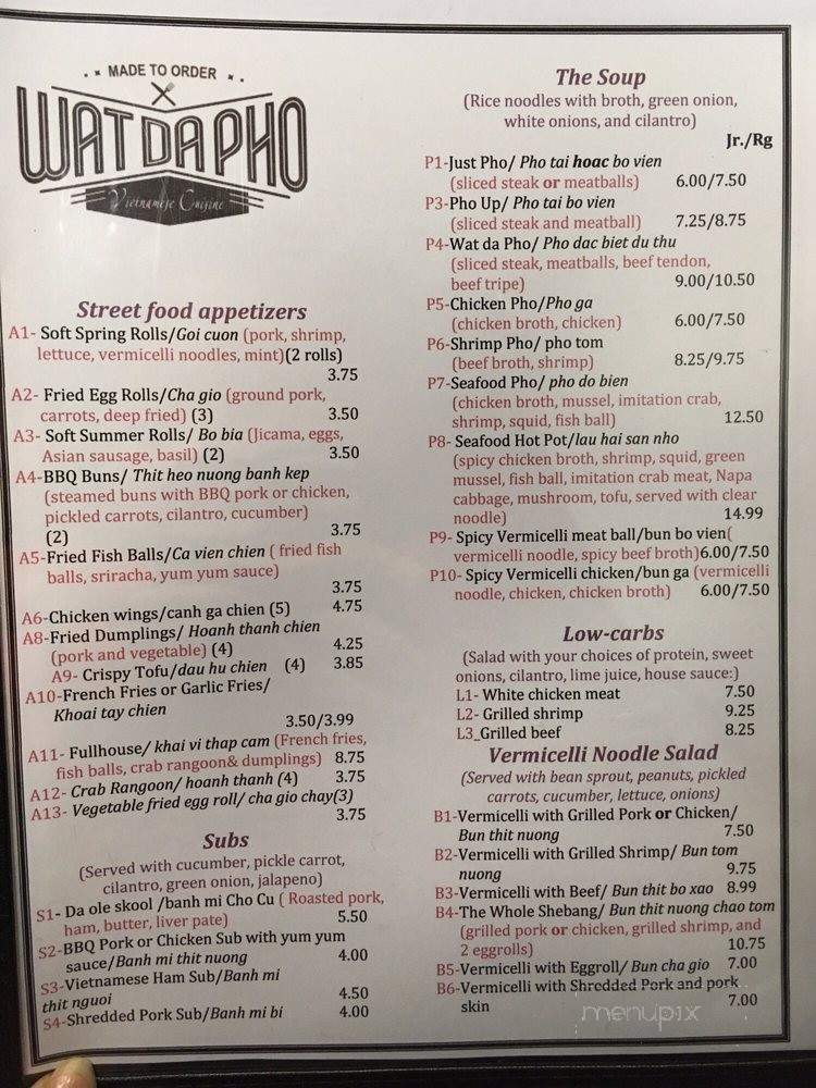 Wat da Pho - Dayton, OH menu_pic