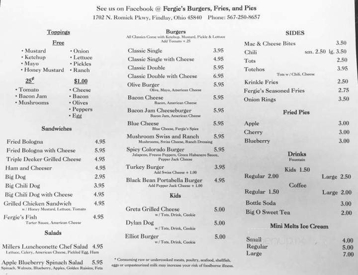 Fergie's - Findlay, OH menu_pic