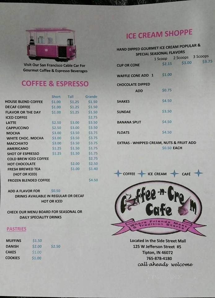 Coffee-n-Cream Cafe - Tipton, IN menu_pic