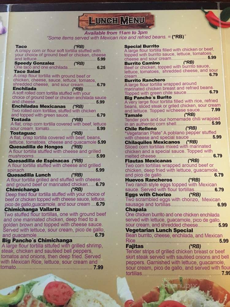 Los Tres Caminos - Martinsville, IN menu_pic