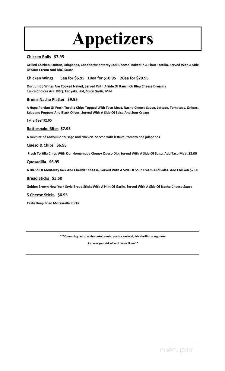 The Bruin House - Pittsboro, IN menu_pic