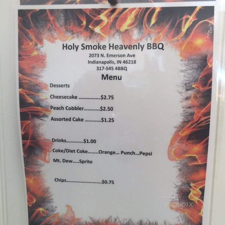 Holy Smoke Heavenly BBQ - Indianapolis, IN menu_pic