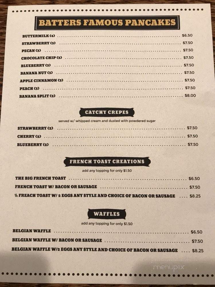 Batters Family Pancake House - Indianapolis, IN menu_pic