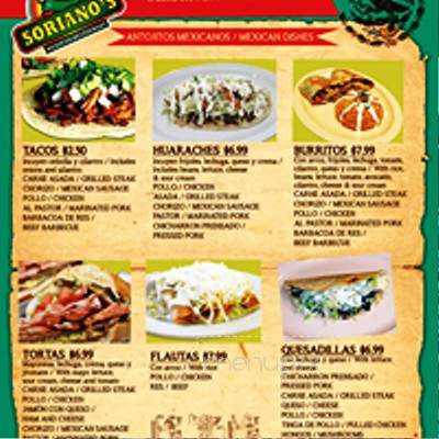 Sorianos Family Restaurant - Indianapolis, IN menu_pic