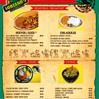 Sorianos Family Restaurant - Indianapolis, IN menu_pic