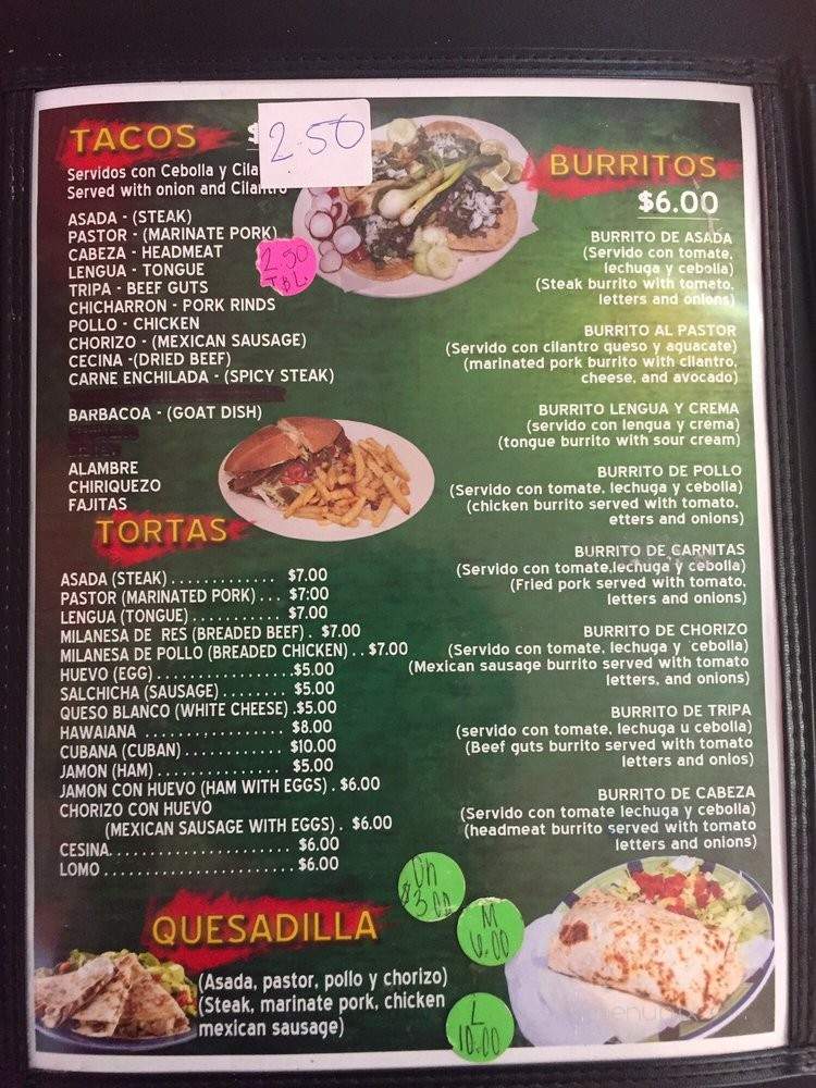 El Rey Del Taco - Indianapolis, IN menu_pic