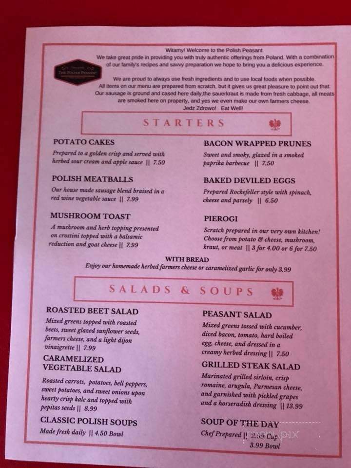 The Polish Peasant - Michigan City, IN menu_pic