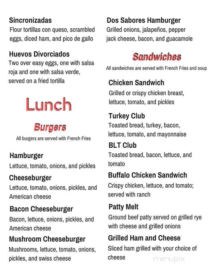 Dos Sabores - Whiting, IN menu_pic