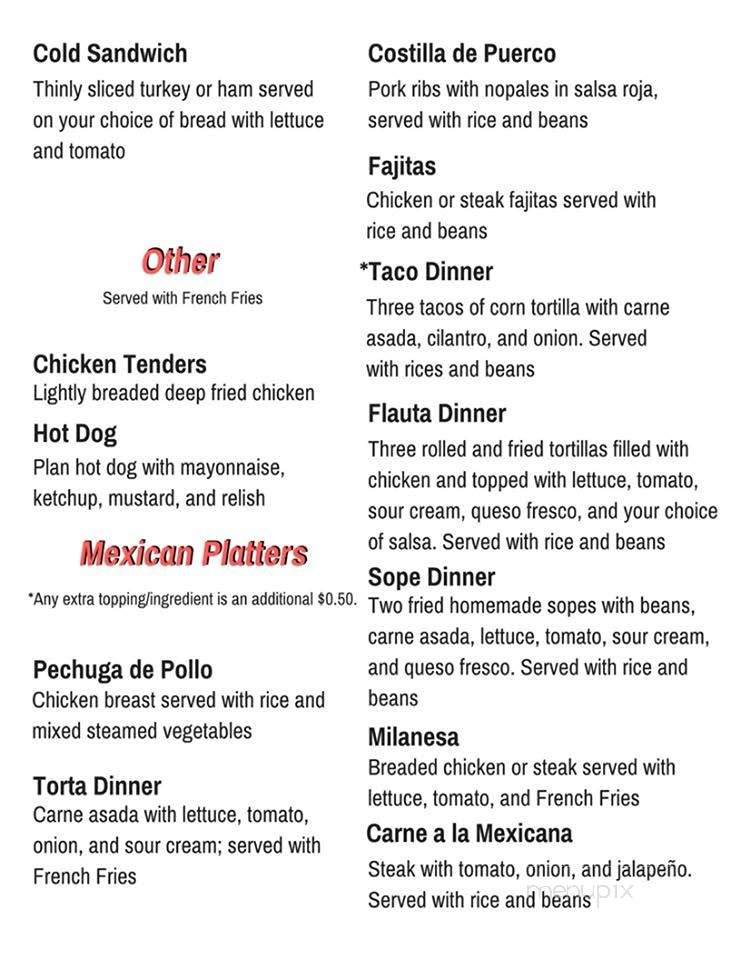 Dos Sabores - Whiting, IN menu_pic