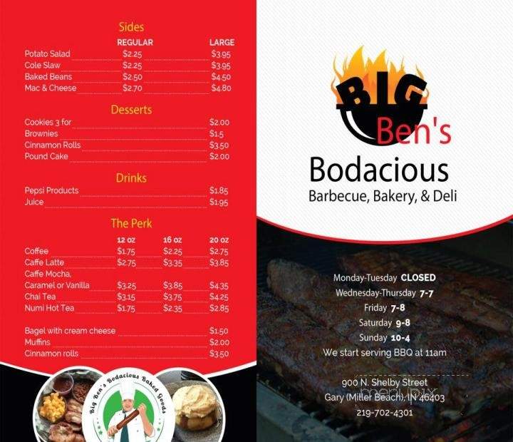 Big Ben's Bodacious Barbecue & Deli - Gary, IN menu_pic