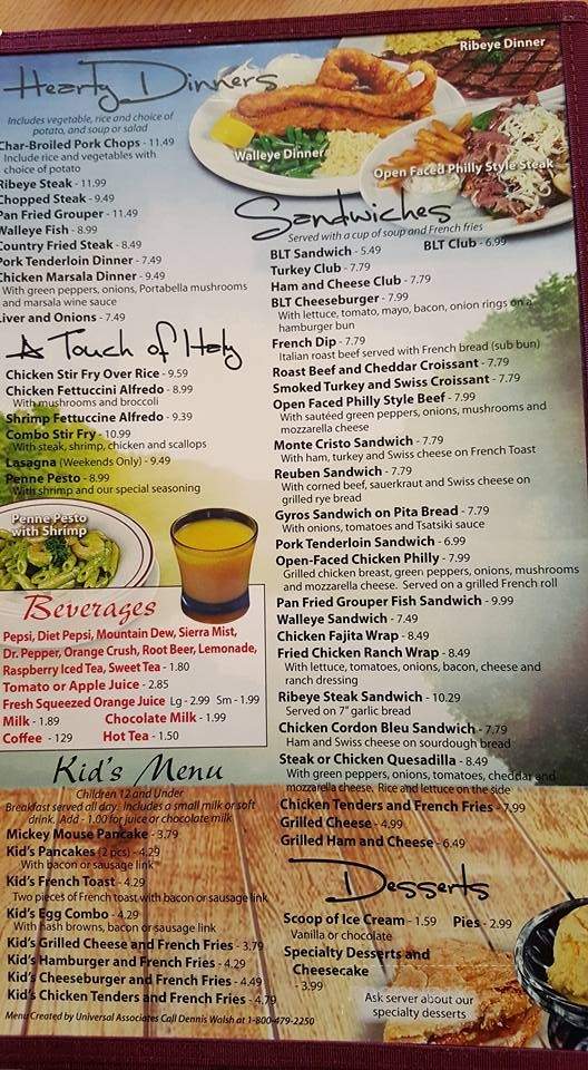 Lakes Grill Restaurant - Silver Lake, IN menu_pic