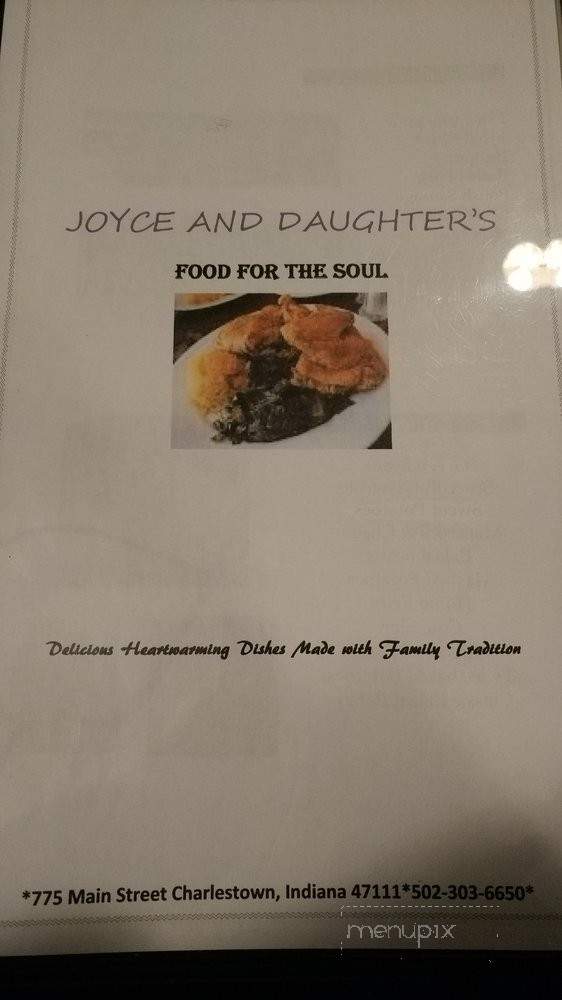 Joyce And Daughters Restaurant - Charlestown, IN menu_pic
