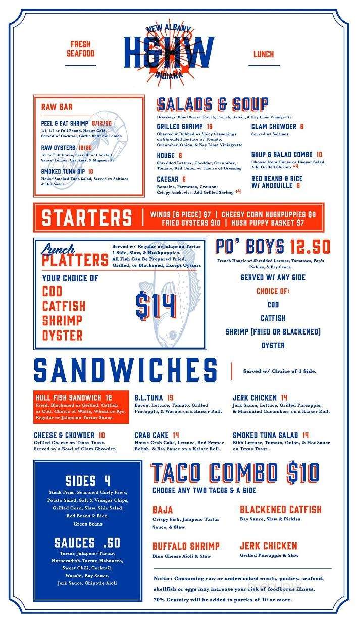 Hull and High Water - New Albany, IN menu_pic