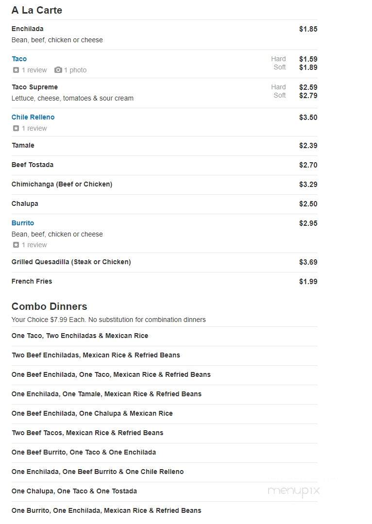 San Marcos Mexican Restaurant - Seymour, IN menu_pic