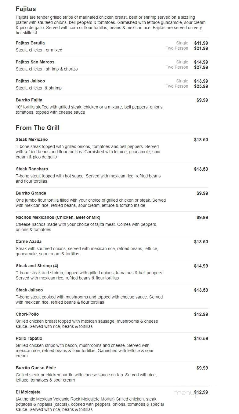 San Marcos Mexican Restaurant - Seymour, IN menu_pic