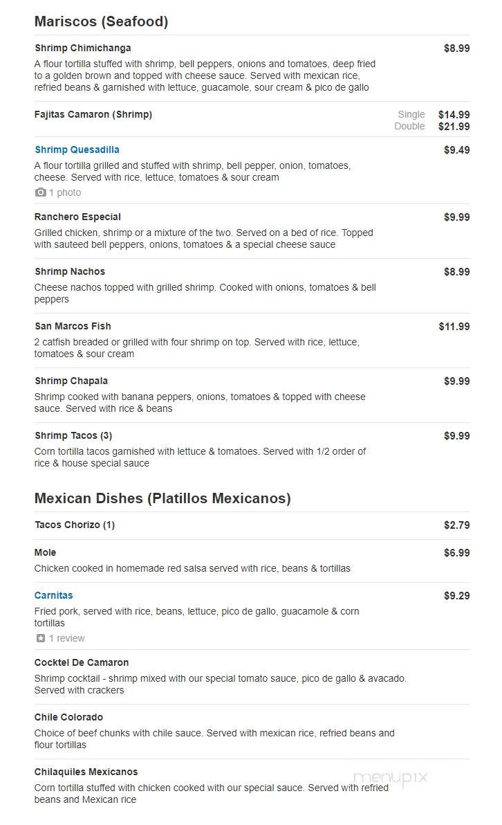 San Marcos Mexican Restaurant - Seymour, IN menu_pic