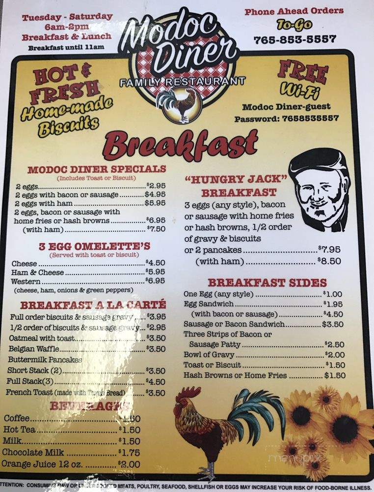 Modoc Diner - Modoc, IN menu_pic