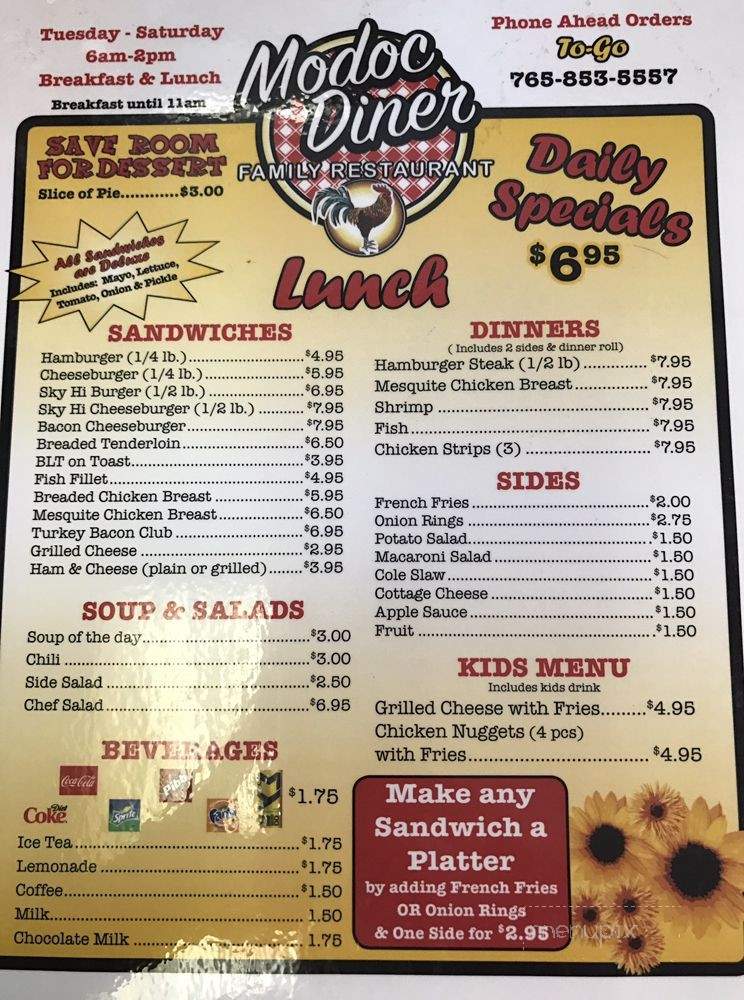 Modoc Diner - Modoc, IN menu_pic