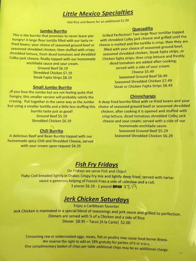 Little Mexico - Port Huron, MI menu_pic