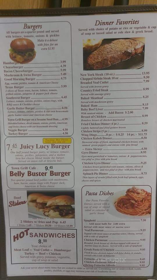 Town Grill Cafe - Livonia, MI menu_pic