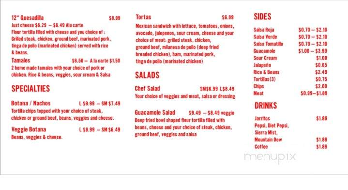Guacamole Mexican Restaurant - Trenton, MI menu_pic