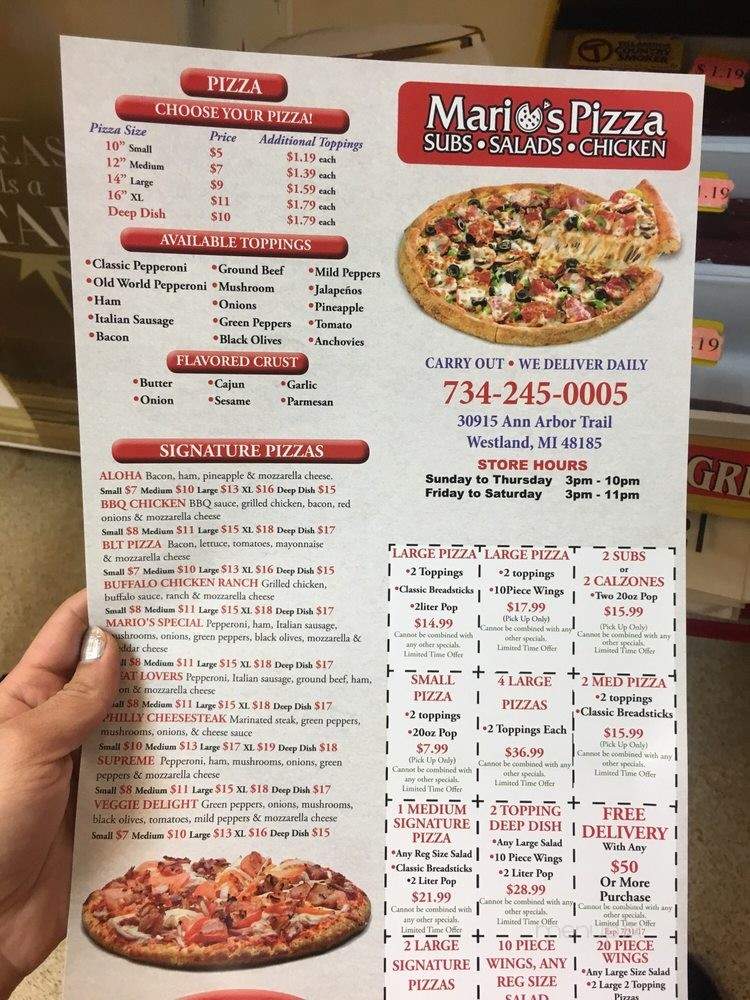 Mario's Pizza and subs - Westland, MI menu_pic