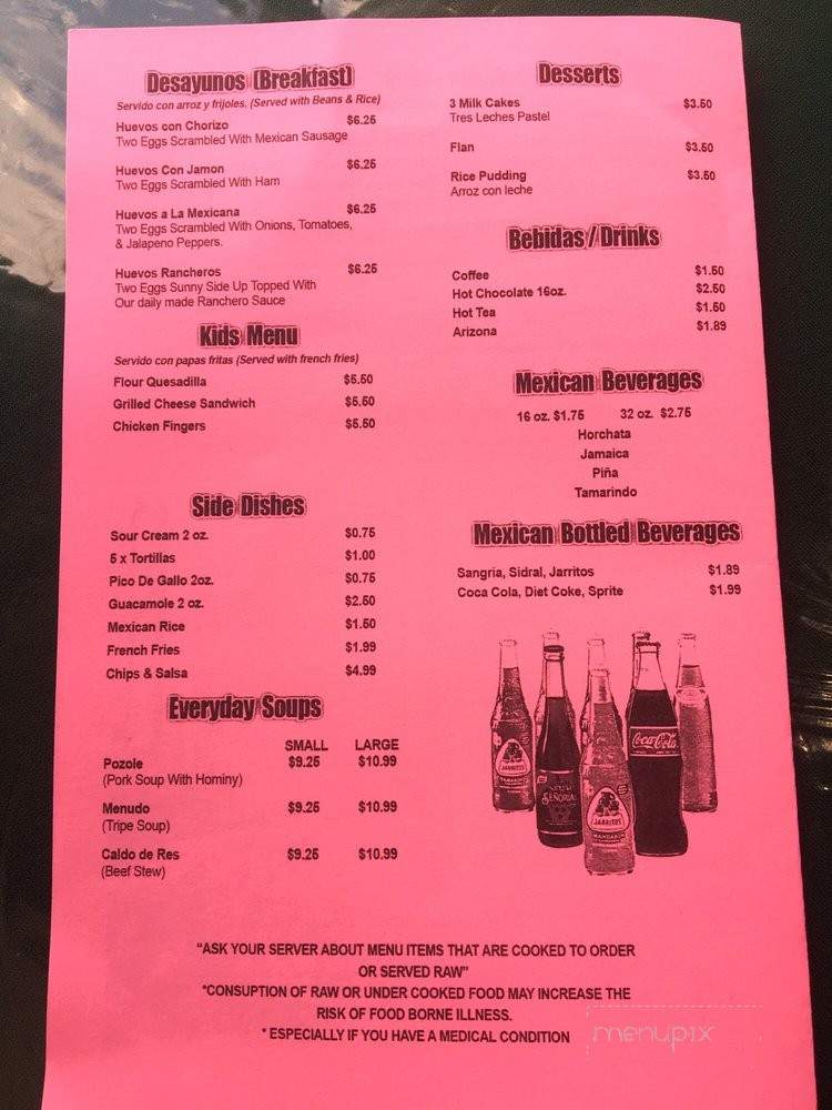Miny's Mexican Restaurant - Ypsilanti, MI menu_pic