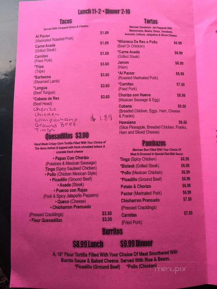 Miny's Mexican Restaurant - Ypsilanti, MI menu_pic