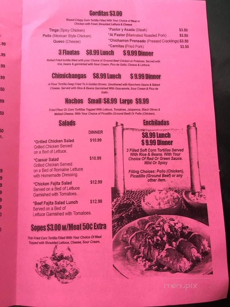 Miny's Mexican Restaurant - Ypsilanti, MI menu_pic