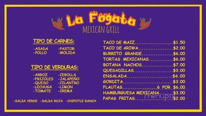 La Fogata Mexican Grill - Detroit, MI menu_pic