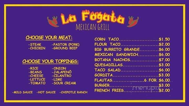 La Fogata Mexican Grill - Detroit, MI menu_pic