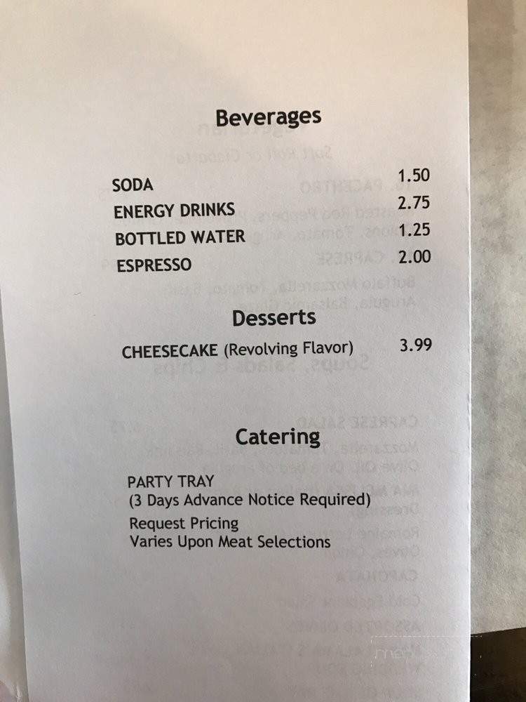 Pranzo Sub Bar - Ferndale, MI menu_pic