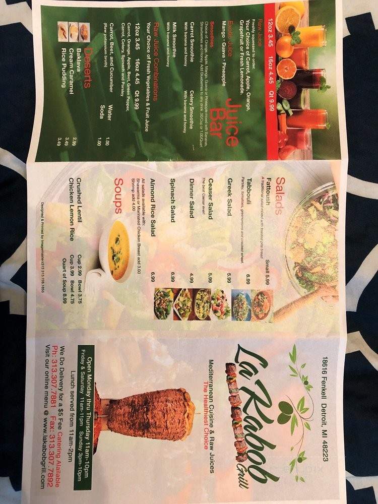La Kabob Grill - Detroit, MI menu_pic