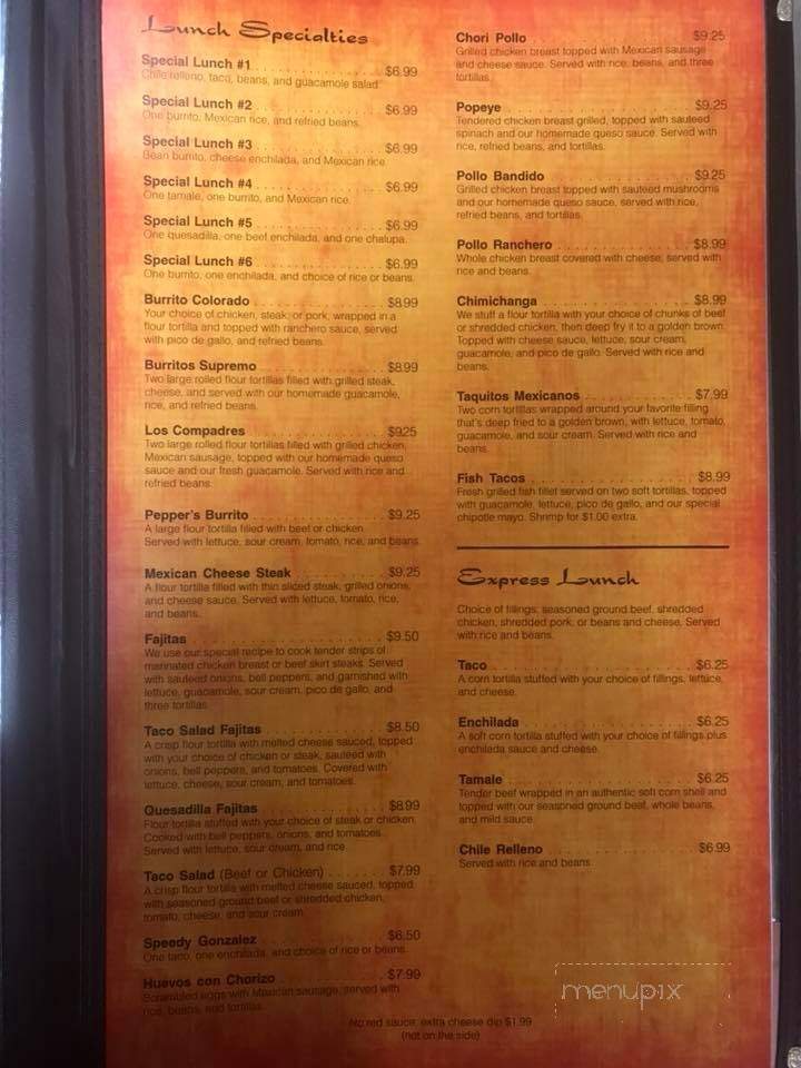 Pepper's Mexican Grill - Prudenville, MI menu_pic