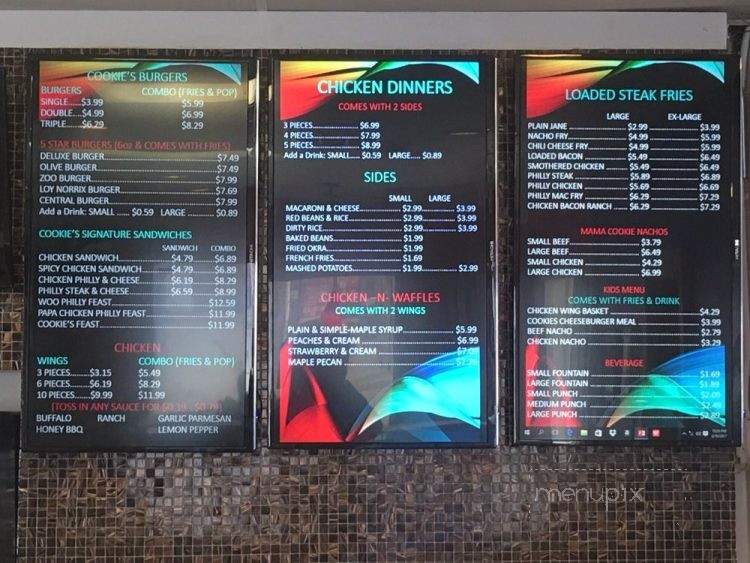 Cookie's Five Star Grill - Kalamazoo, MI menu_pic