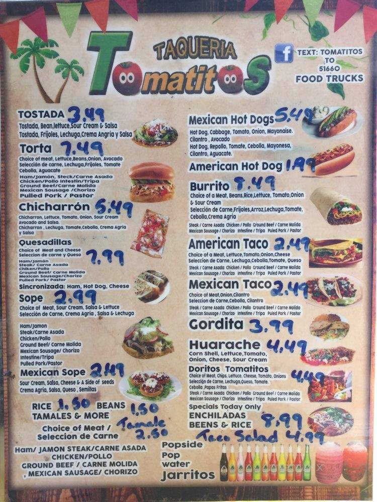 Taqueria Tomatitos - Delton, MI menu_pic