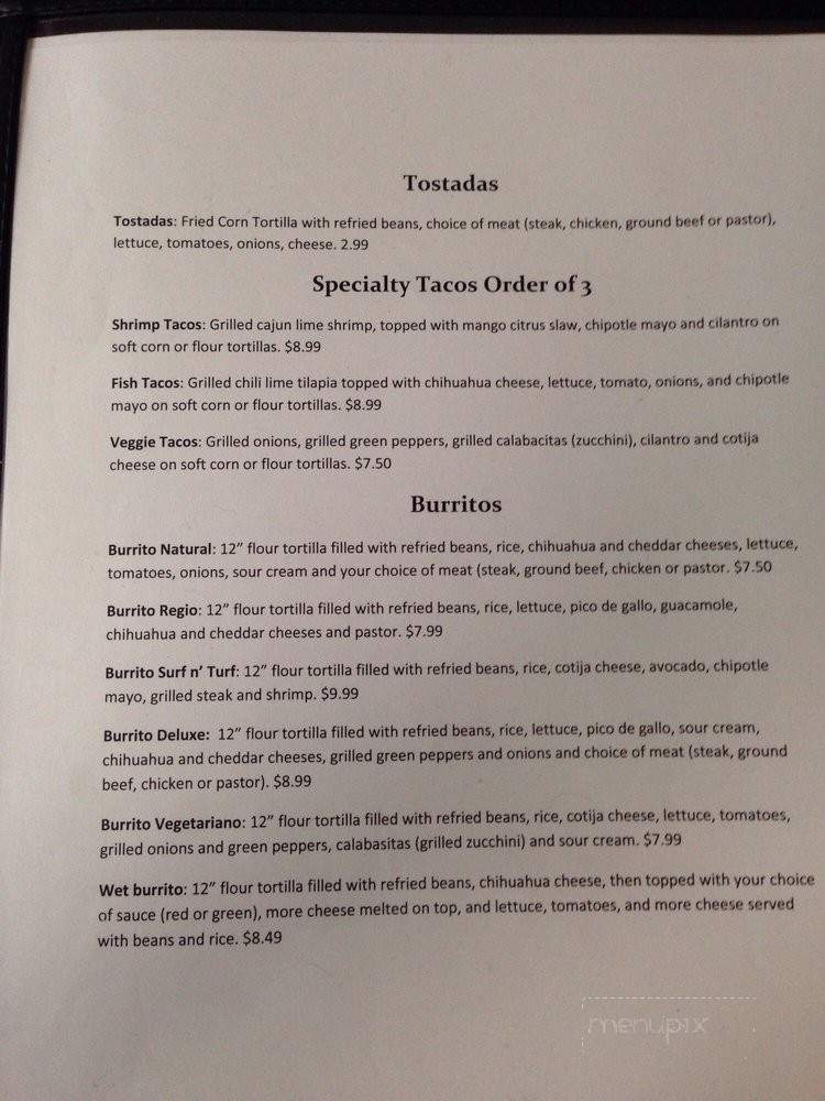Valentina's Mexican Grill - Comstock, MI menu_pic
