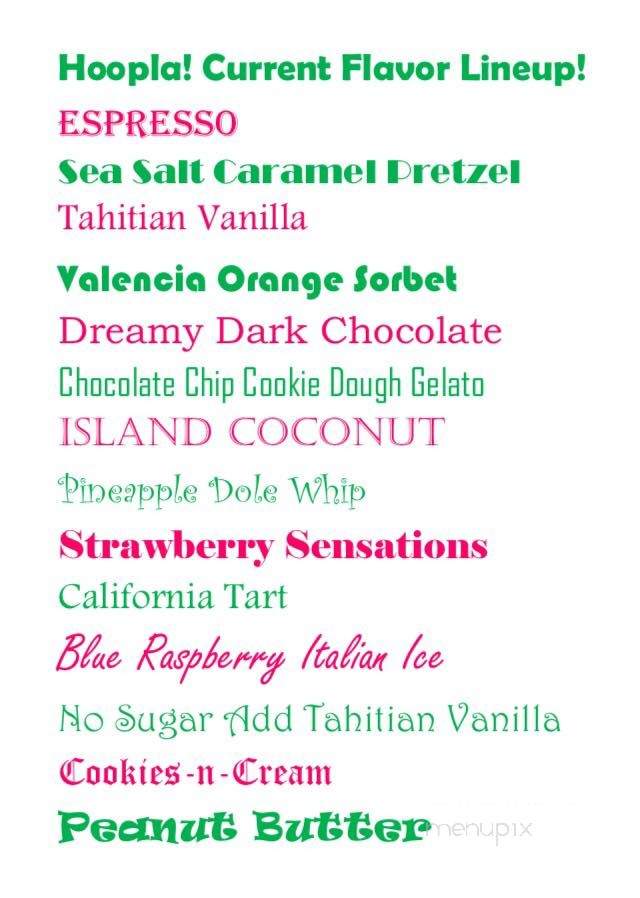 Hoopla Frozen Yogurt - Saint Joseph, MI menu_pic