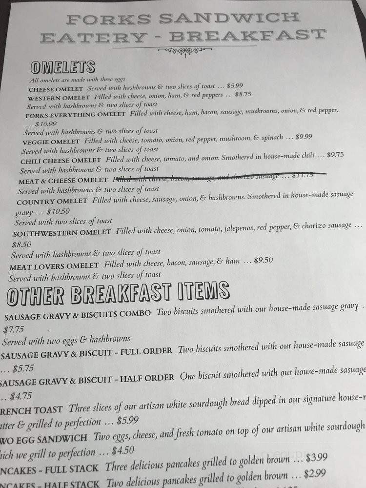 Forks Sandwich Eatery - Albion, MI menu_pic