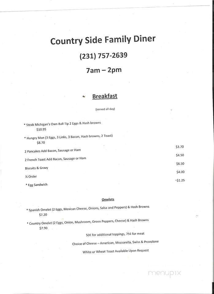 Countryside Family Diner - Township of Branch, MI menu_pic