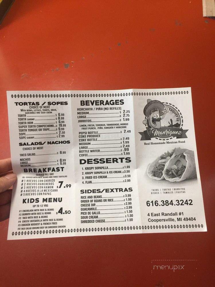 Taquiera Manriquez - Coopersville, MI menu_pic