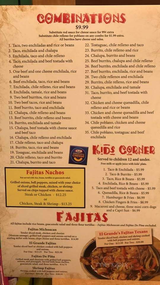 El Grande - Fremont, MI menu_pic