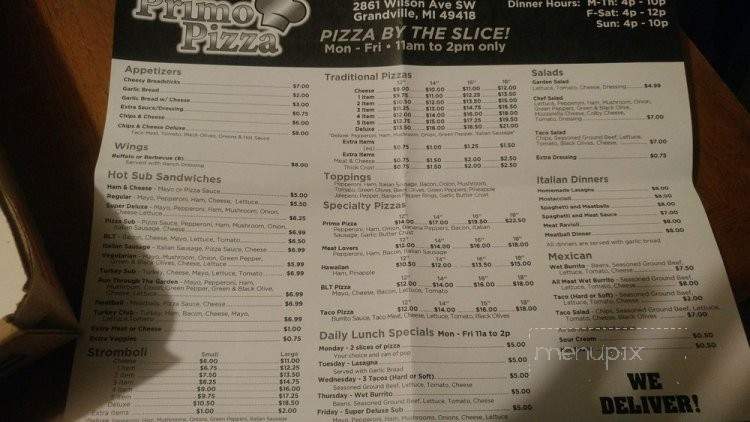 Primo Pizza - Ponte Vedra Beach, FL menu_pic