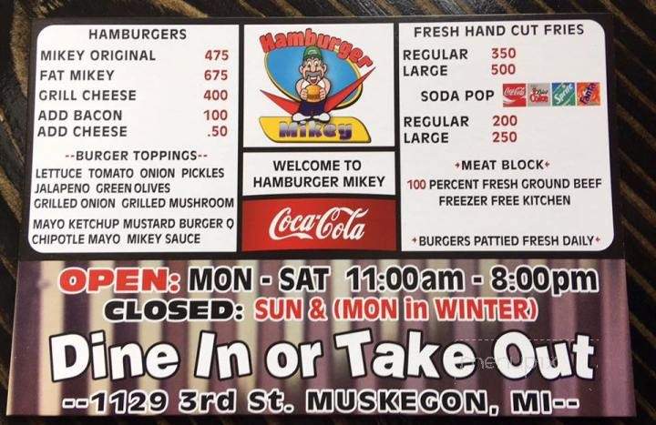 Hamburger Mikey - Muskegon, MI menu_pic